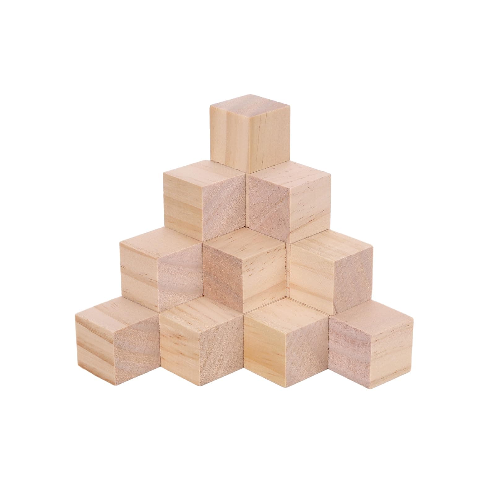 QIAHMNYE Unfinished Wood Cubes Pure Natural Wood Products Wood Blocks, Wooden Square Building Blocks for Making Decorations DIY and Stimulating Creativity（2.5cm/50Pcs）, brownA