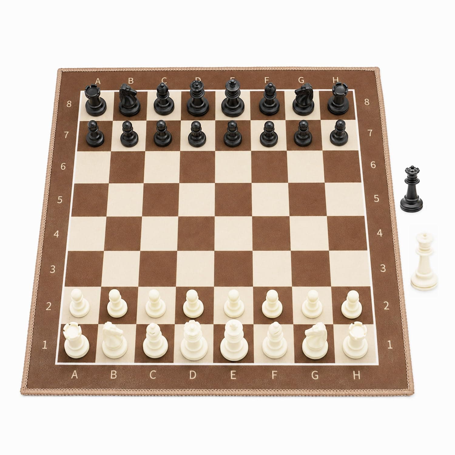 SAIHE Foldable Soft Fabric Chess Set (Brown & White, 20" X 20“)