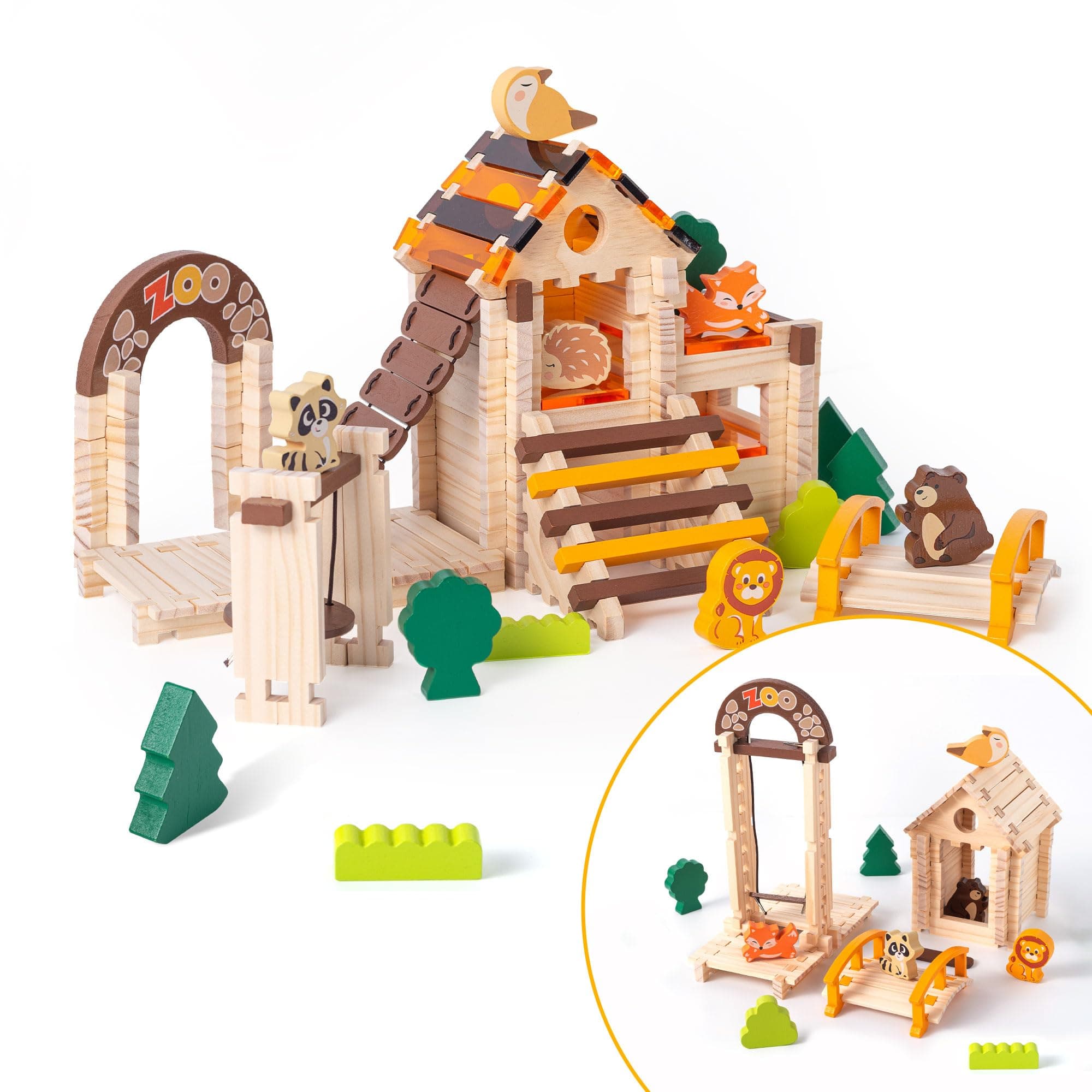 Miosea Wooden Building Blocks Set 168 Pieces Joinery Toys for Kids 3 Montessori STEM Educational Toy with Mortise and Tenon Structure Fine Motor Skills Development Gift for Boys Girls