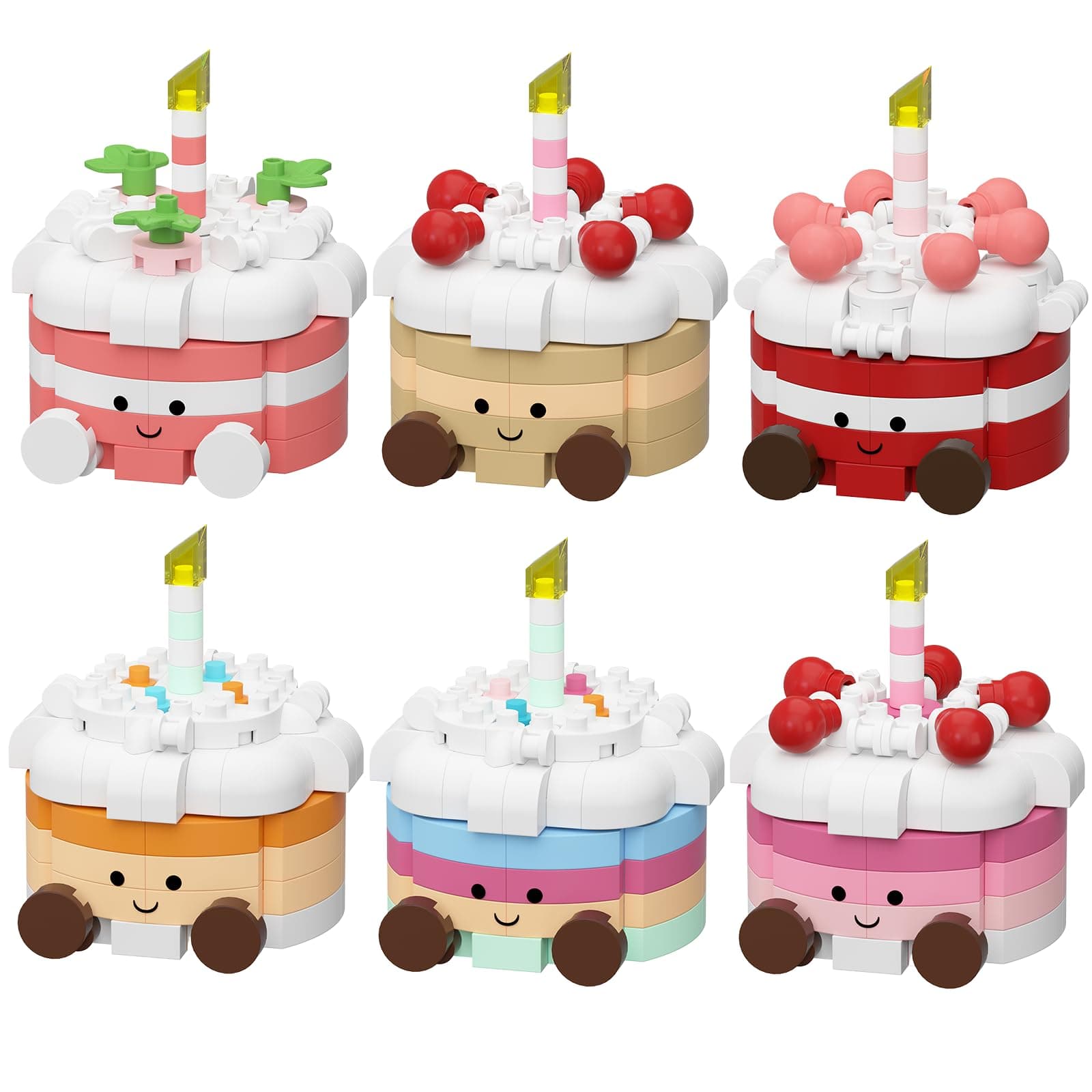 SPwligr Set of 6 Cute Mini Birthday Cake Dessert Building Blocks Toy