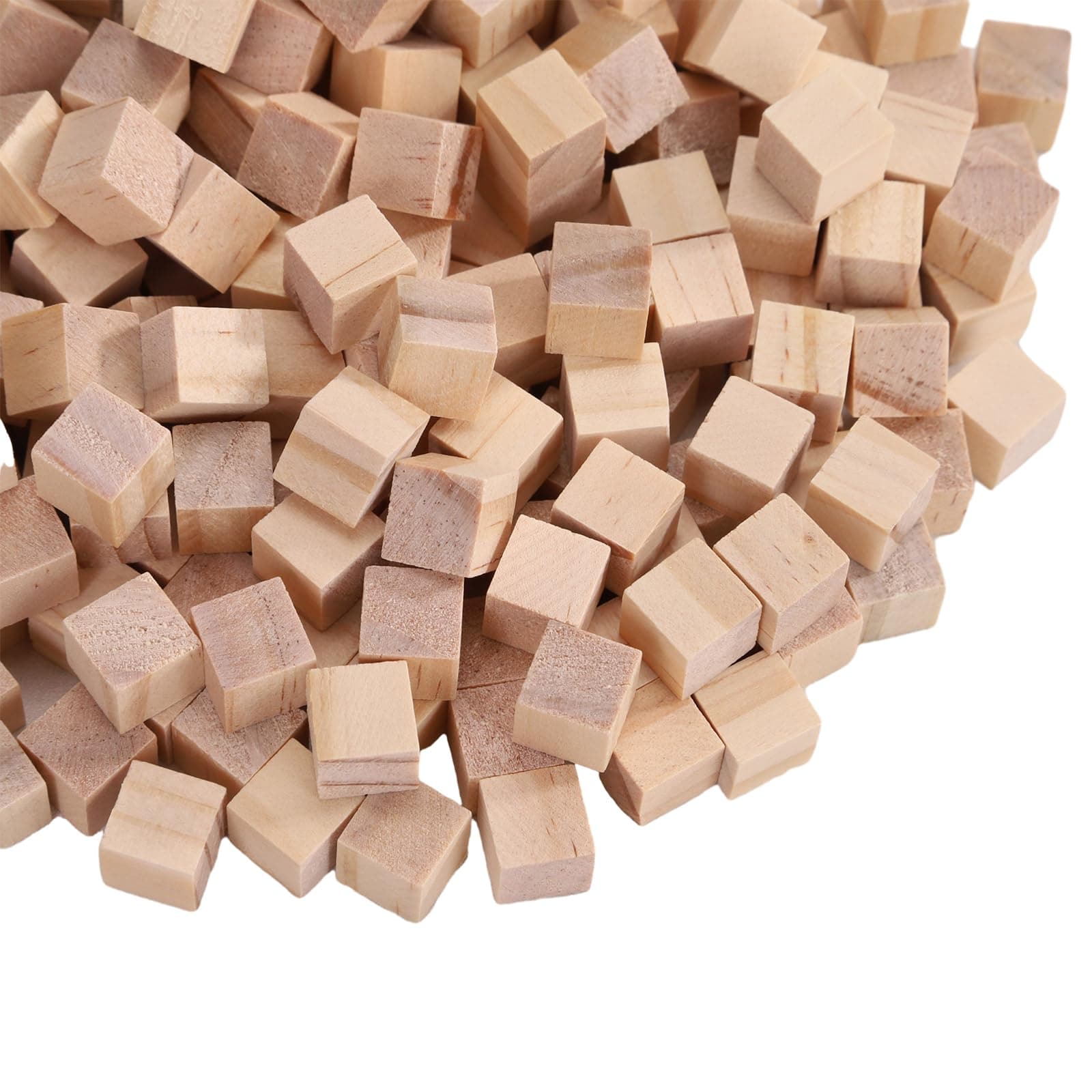 QIAHMNYE Unfinished Wood Cubes Pure Natural Wood Products Wood Blocks, Wooden Square Building Blocks for Making Decorations DIY and Stimulating Creativity（1cm）, brownA