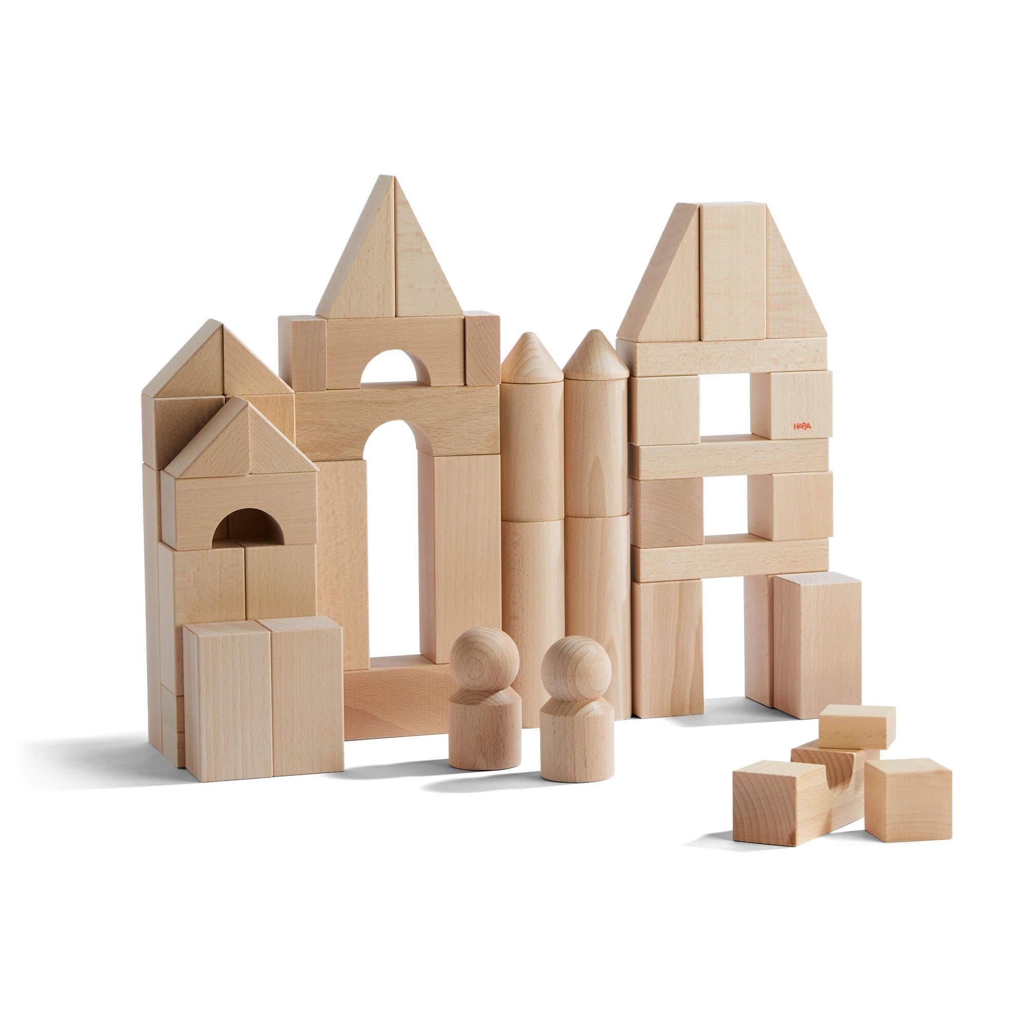 HABA Wooden Building Blocks 60 Piece Set, Ideal Toddler Blocks for & Kids Stacking Toys for Ages 1 & Up for Open-Ended Play, Made in Germany