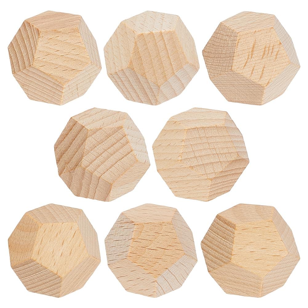 BENECREAT 8pcs Unfinished Wood Crafts Dice, 1.2×1.4 Inch DIY Wooden Dices, Small Blank Blocks for Crafts, DIY Projects, Building Blocks for Stacking