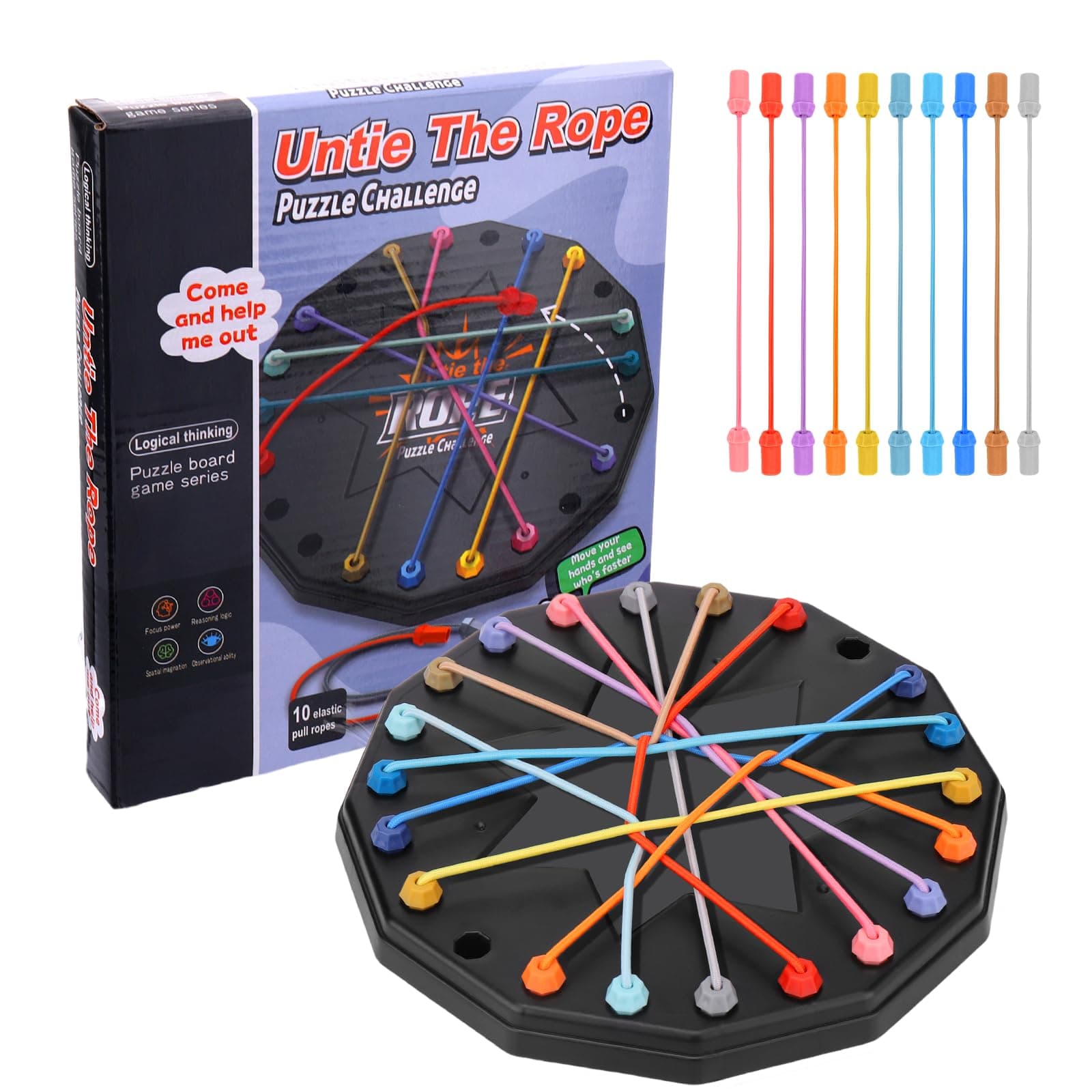 Vodolo Updated Version Brainy Knots Game,Puzzle New Board Games 2025 Safe and Sturdy for Travel Party Activities Rope Challenge,2 Player Fun Educational Family Board Games,Rope Untangling Puzzle Game