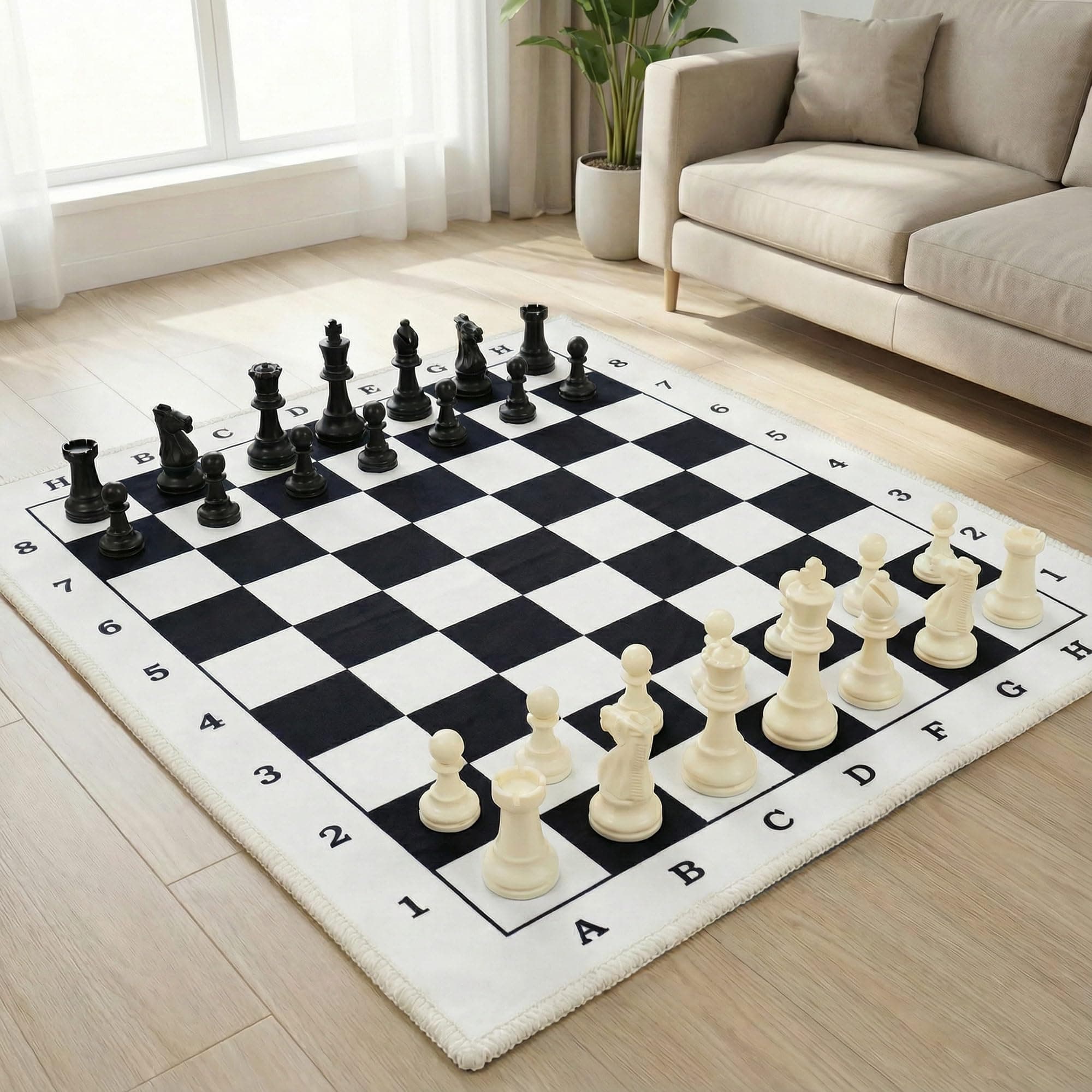 SAIHE Foldable Soft Fabric Chess Set (White & Black, 20" X 20")